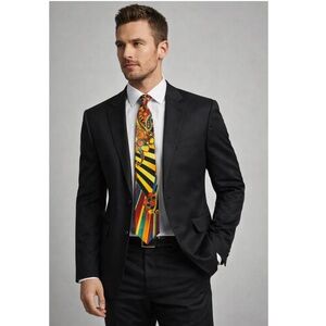 Vitaliano Pancaldi Multi-Color Floral Abstract Italian Silk Necktie